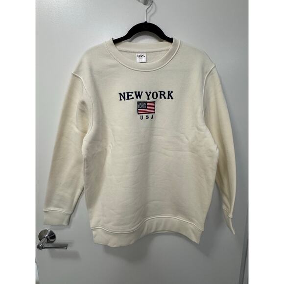 NWT New York City Cream Unisex Large Fleece Lined Cotton Crewneck NY Sweatshirt - Picture 1 of 5